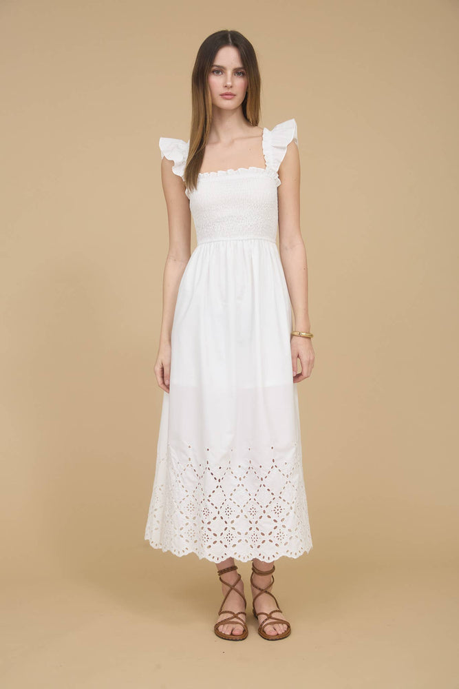 
                
                    Load image into Gallery viewer, Once Upon A Dream Eyelet Midi Dress
                
            