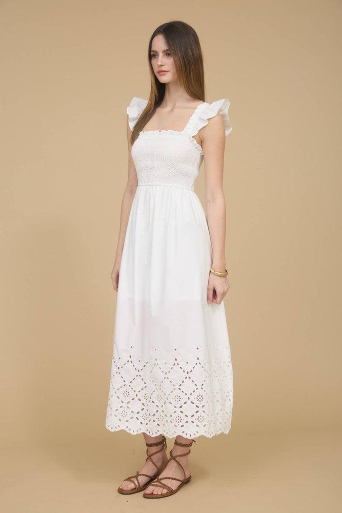 
                
                    Load image into Gallery viewer, Once Upon A Dream Eyelet Midi Dress
                
            