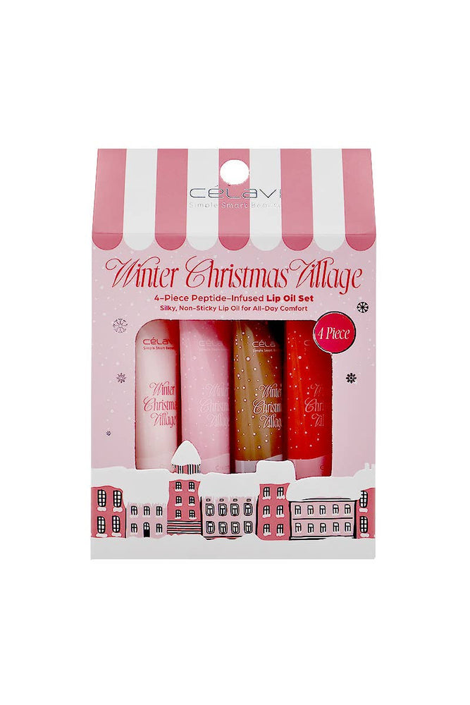 Winter Christmas Village 4pc Lip Oil Set