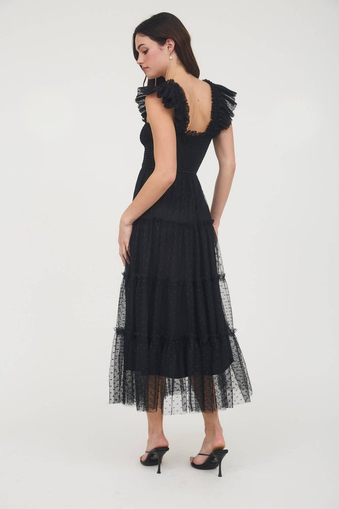Midnight Thrill Chiffon Dot Dress