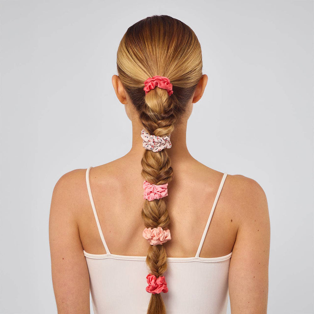Satin Scrunchies 5pc Set - Cherry Blossom