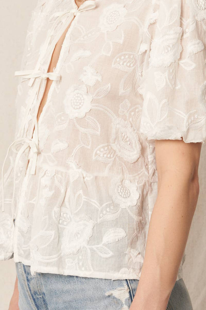 
                
                    Load image into Gallery viewer, Delicate Flower Tie Front Top
                
            
