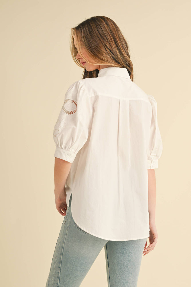Breezy Blue Embroidered Blouse
