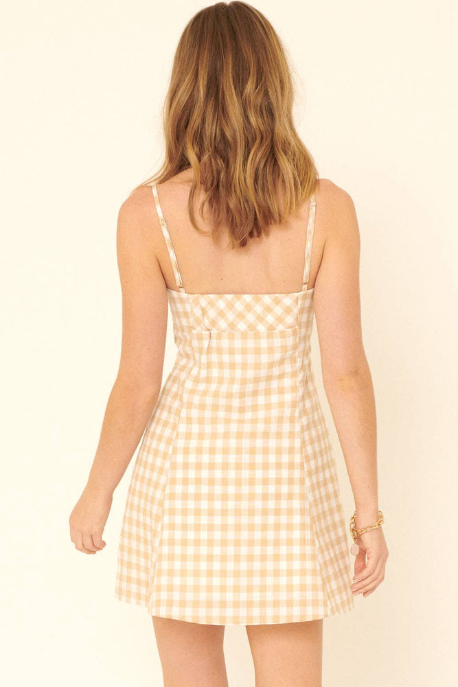 Country Sweetheart Plaid Strappy Mini Dress
