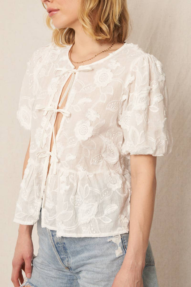 
                
                    Load image into Gallery viewer, Delicate Flower Tie Front Top
                
            