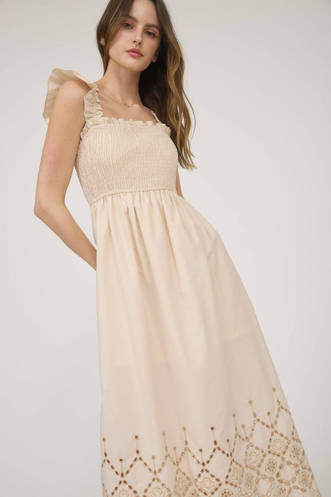 
                
                    Load image into Gallery viewer, Once Upon A Dream Eyelet Midi Dress
                
            