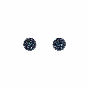 Park and Buzz radiance stud. Sparkle ball earrings. Hillberg and Berk. Canadian Brand. Glitter ball earrings. Navy blue sparkle earrings jewelry jewellery. Valentines gift.